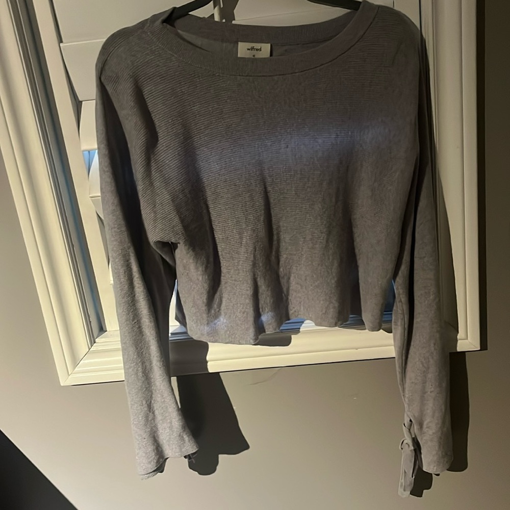 Grey Merino Wool Wilfred Cropped Oversized Sweater XS (new without tags)